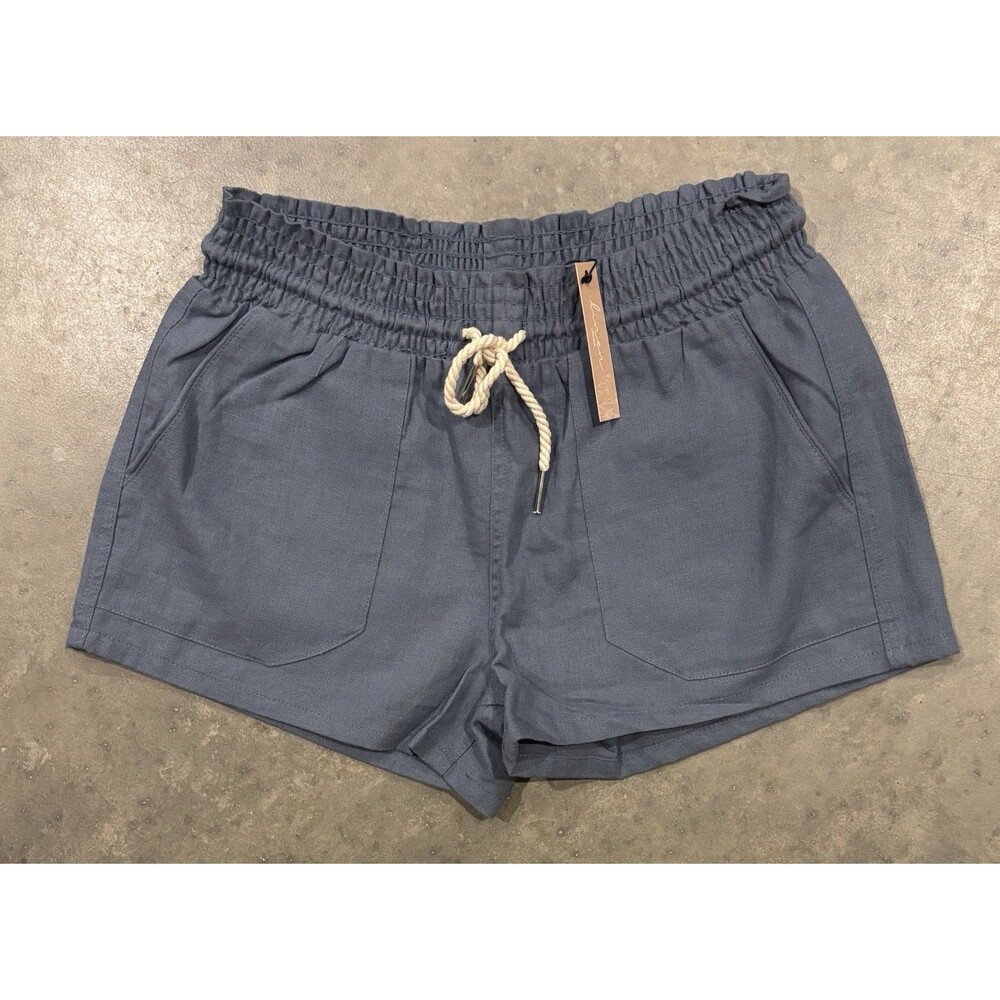 NEW Love Tree Women's Medium Blue Linen Blend Shorts 3" Inseam Beach